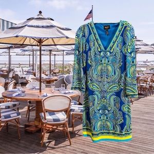 Laundry by Shelli Segal Blue and Green Paisley Dress Size Small.